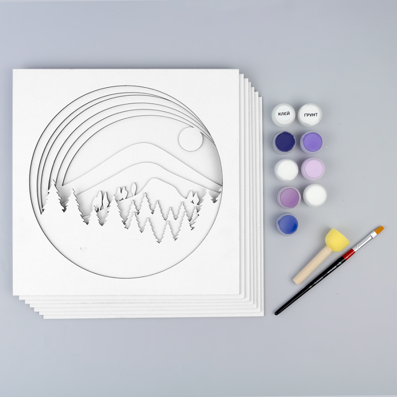 „Helicopter“, Canvas Panel with outline, 20х20cm, cotton, acrylic, ROSA START