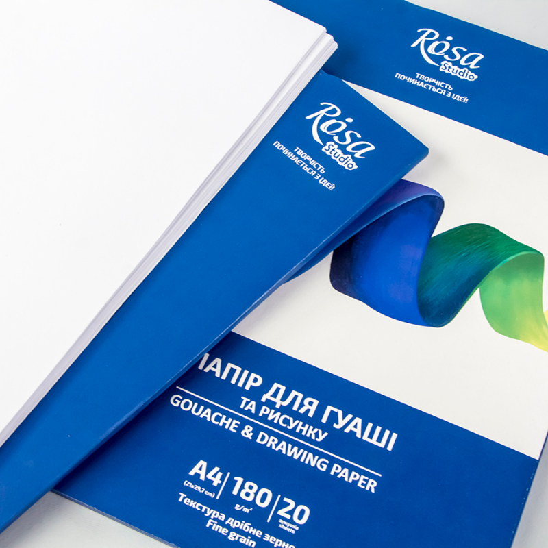 Gouache paper, folder, 20 sheets, Fine grain 180g/m2 ROSA Studio