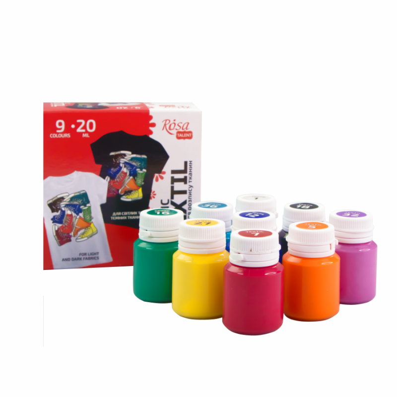 Sets of acrylic paints for textile STYLE 20ml ROSA TALENT