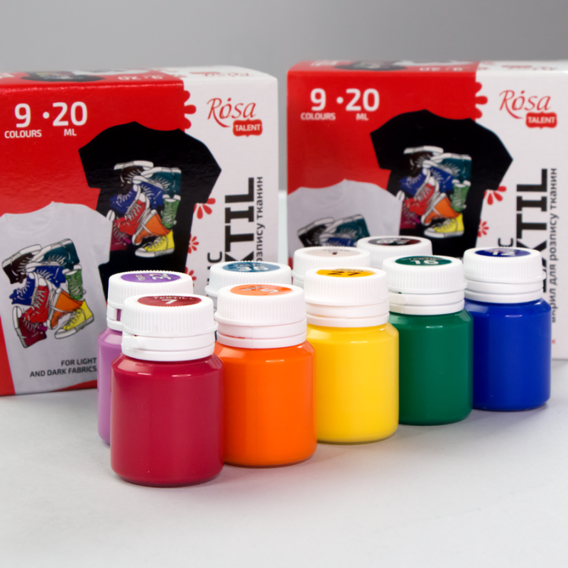 Sets of acrylic paints for textile STYLE 20ml ROSA TALENT