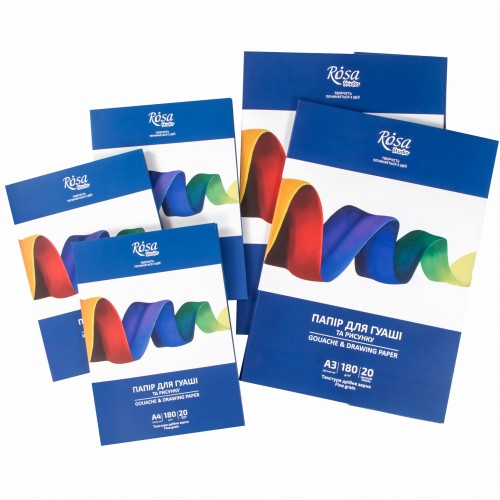 Gouache paper, folder, 20 sheets, Fine grain 180g/m2 ROSA Studio