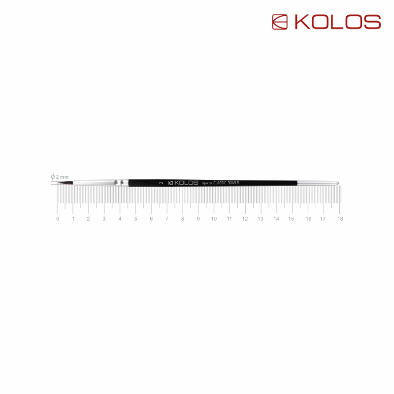 Squirrel Round Brush, Classic 3049R, № 10, Short Handle, KOLOS by ROSA