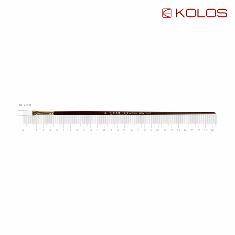 Synthetic Flat Brush, Snow 1098F, Long Handle, KOLOS by ROSA