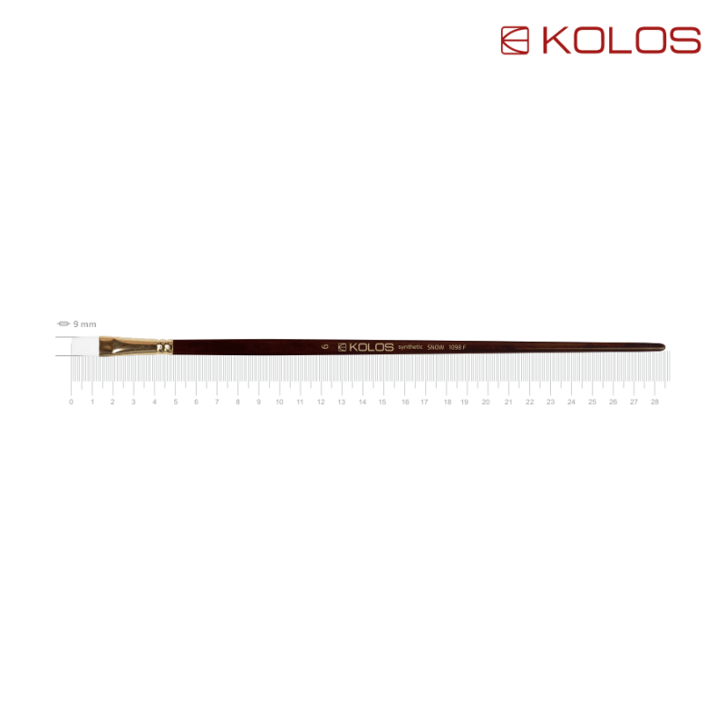 Synthetic Flat Brush, Snow 1098F, Long Handle, KOLOS by ROSA