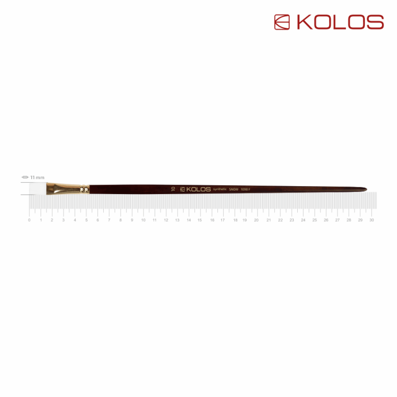 Synthetic Flat Brush, Snow 1098F, Long Handle, KOLOS by ROSA