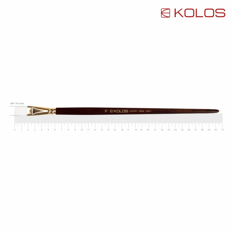Synthetic Flat Brush, Snow 1098F, Long Handle, KOLOS by ROSA
