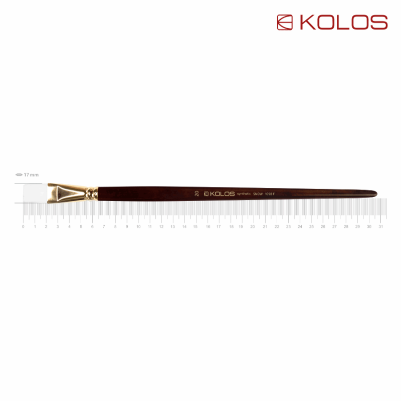 Synthetic Flat Brush, Snow 1098F, Long Handle, KOLOS by ROSA