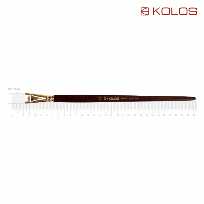 Synthetic Flat Brush, Snow 1098F, Long Handle, KOLOS by ROSA