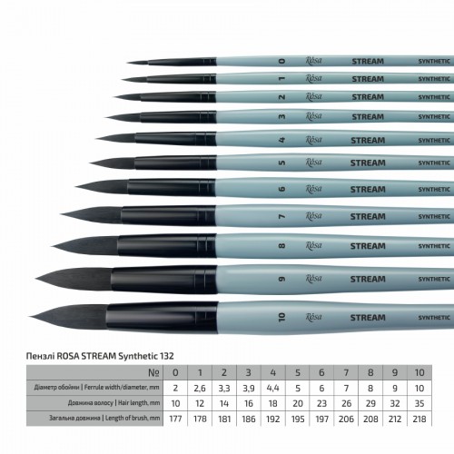Synthetic Flat Brush, Snow 1098F, Long Handle, KOLOS by ROSA
