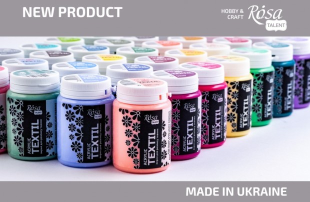 35 colours of  ROSA Talent acrylic fabric paints in size of 80 ml