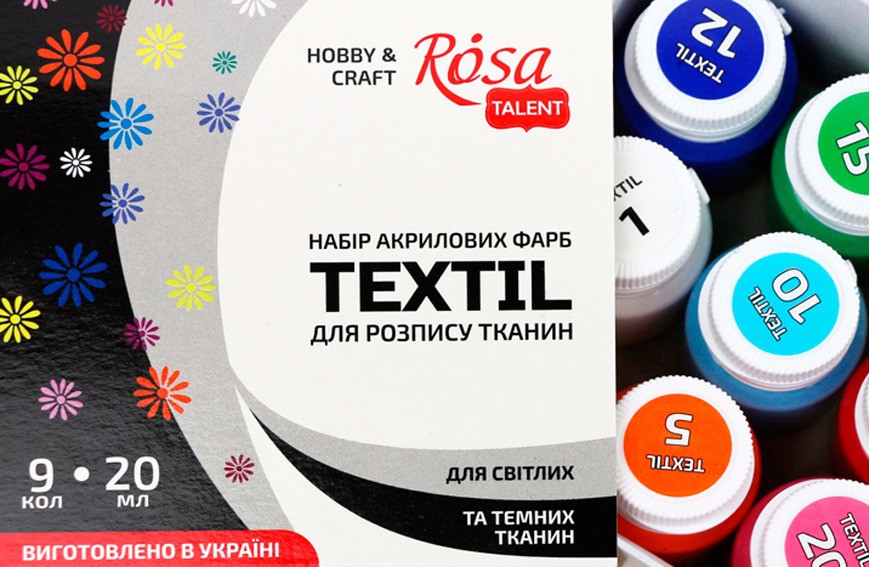 НОВИНКА від ROSA Talent - 25 кольорів, 3 НАБОРИ ФАРБ по ТКАНИНІ!